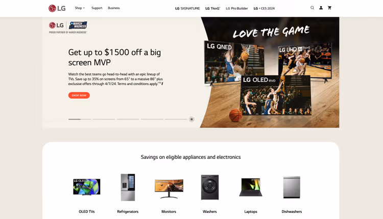 LG ecommerce storefront