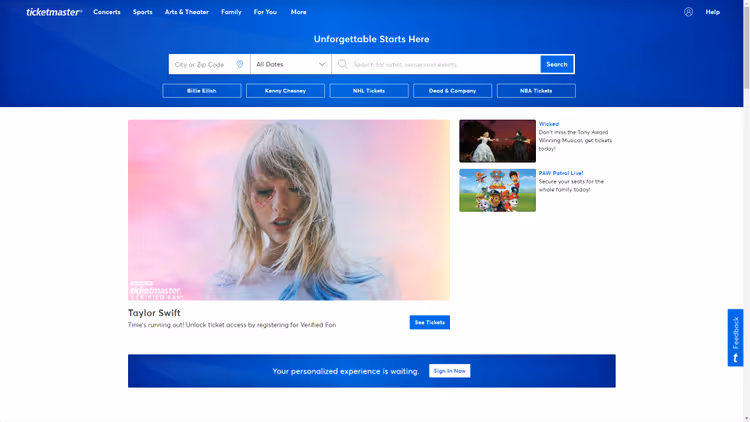 Ticketmaster storefront