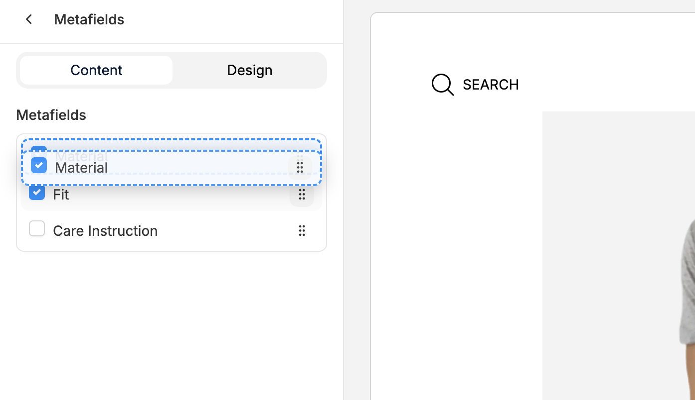 Reordering metafields on the PDP in Spree Commerce