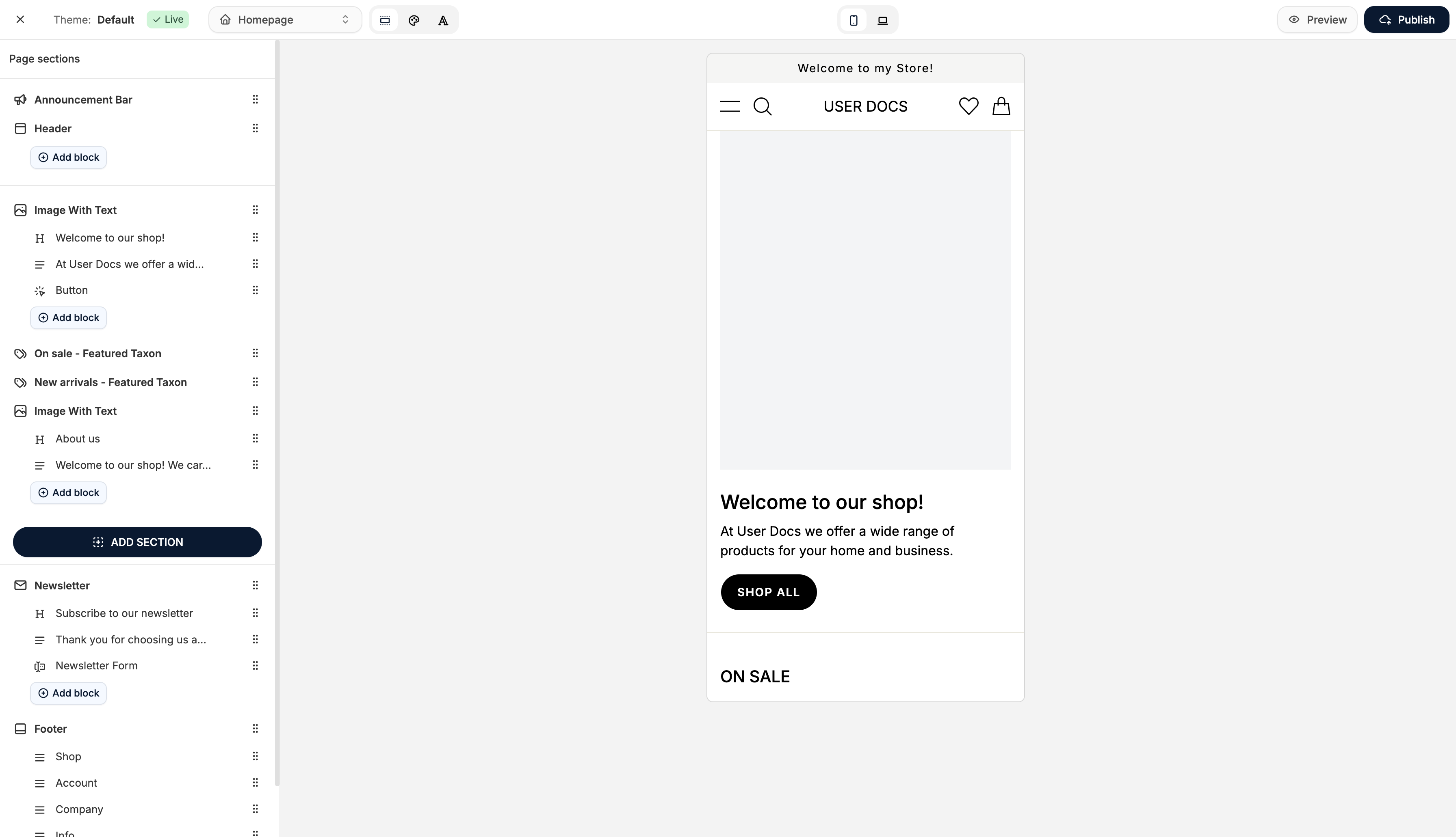 A screenshot of the Spree theme editor