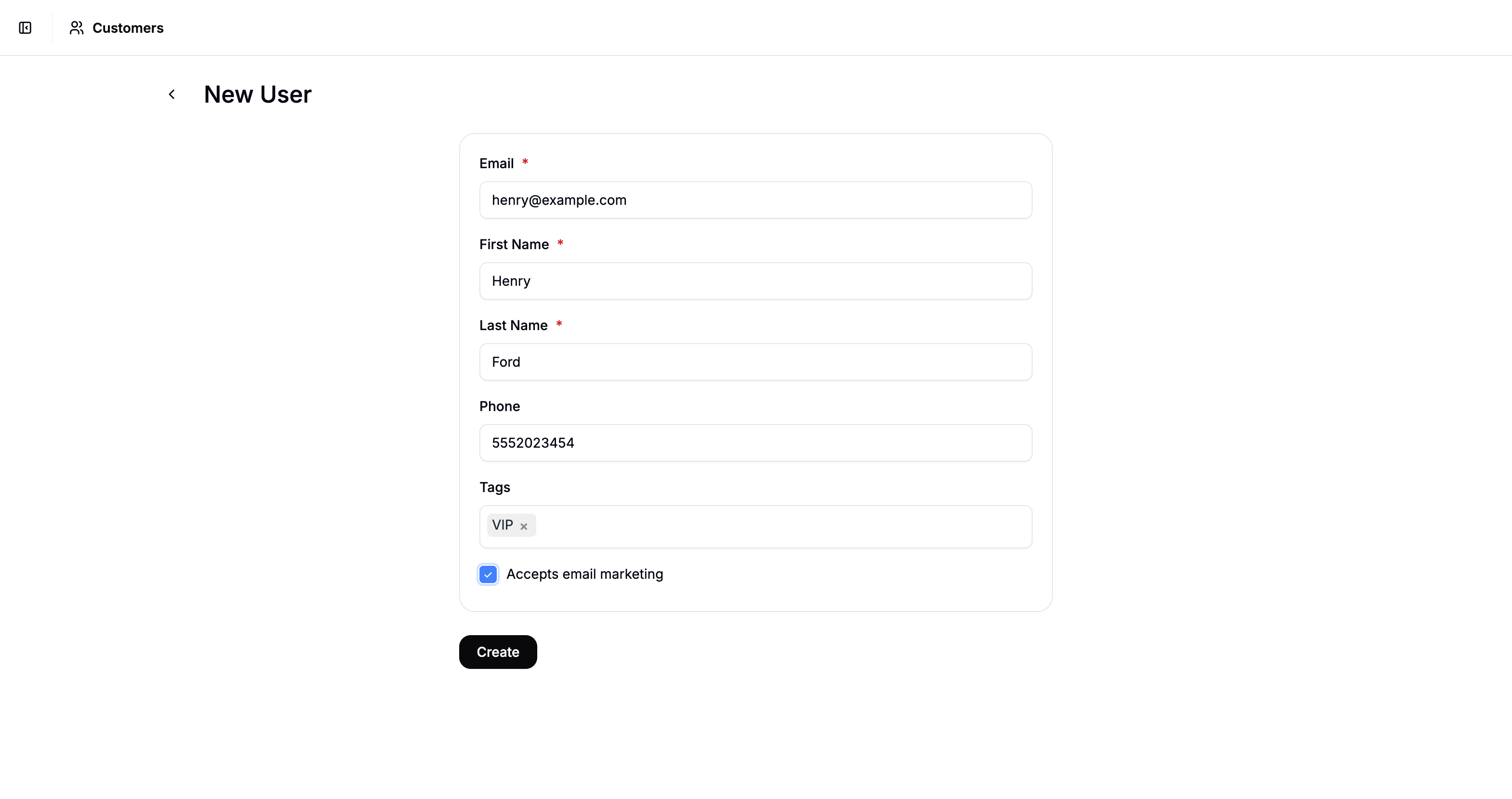 Creating a customer in the Spree Commerce dashboard