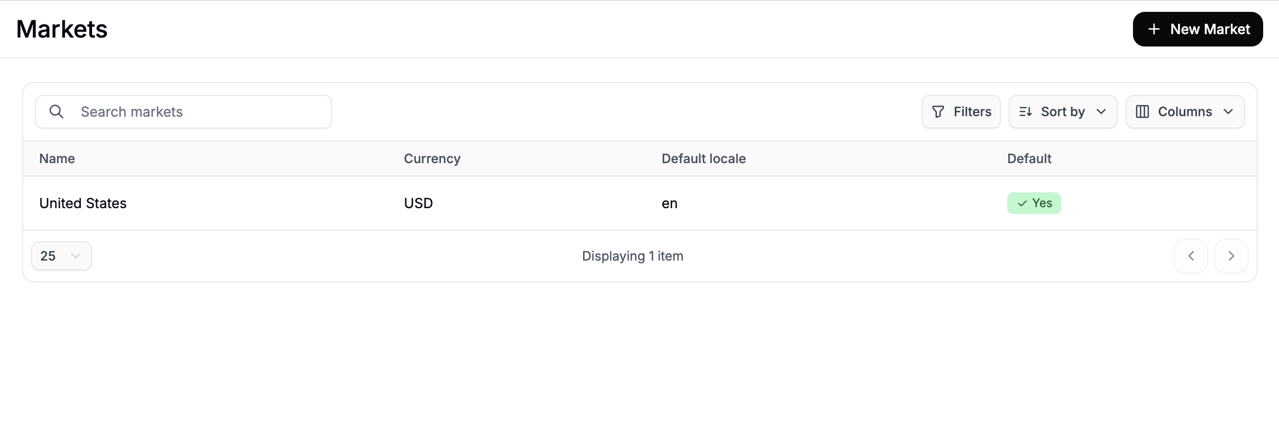 The New Market creation form in Spree Commerce