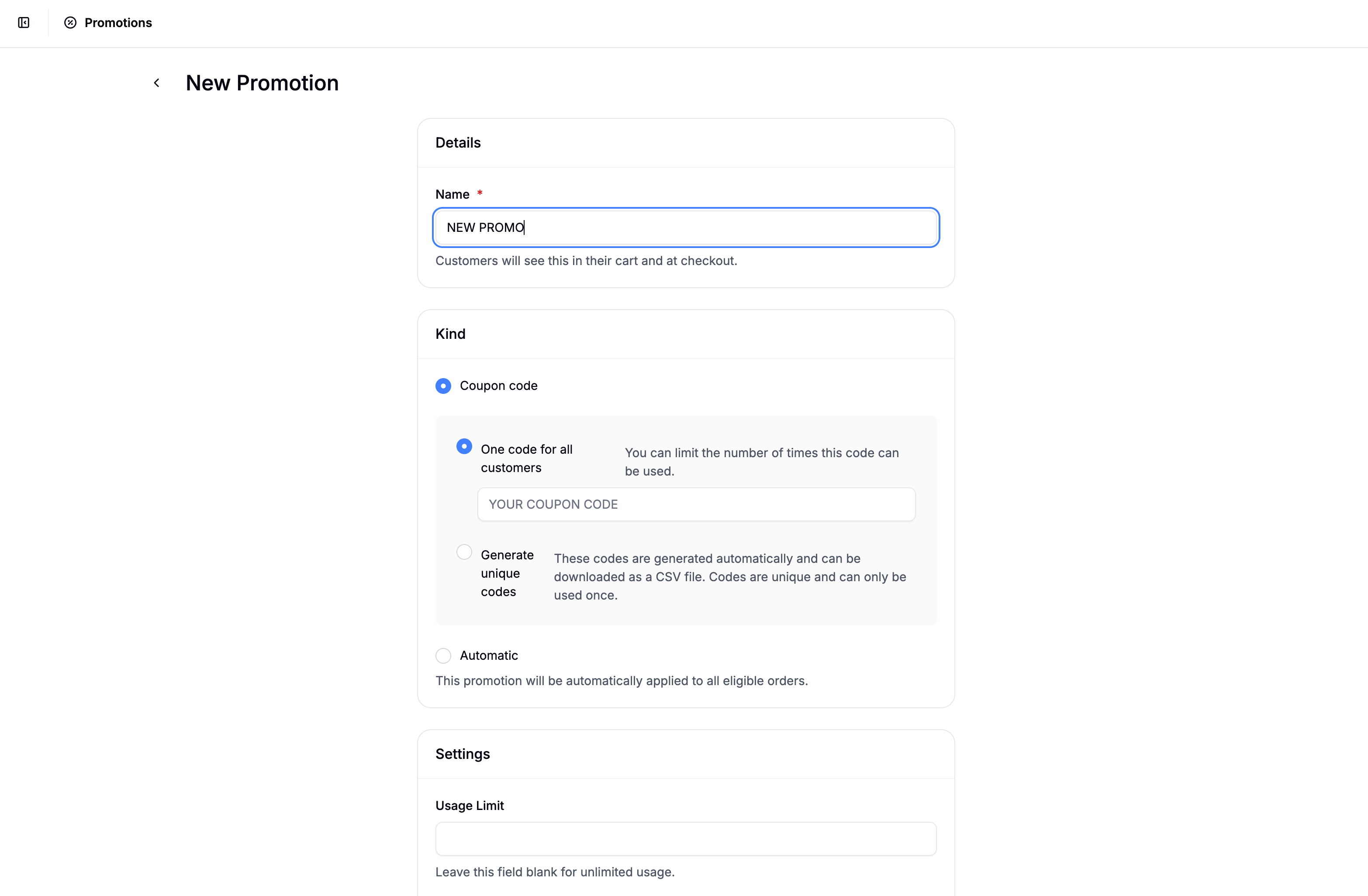 Creating a new promotion in Spree Commerce