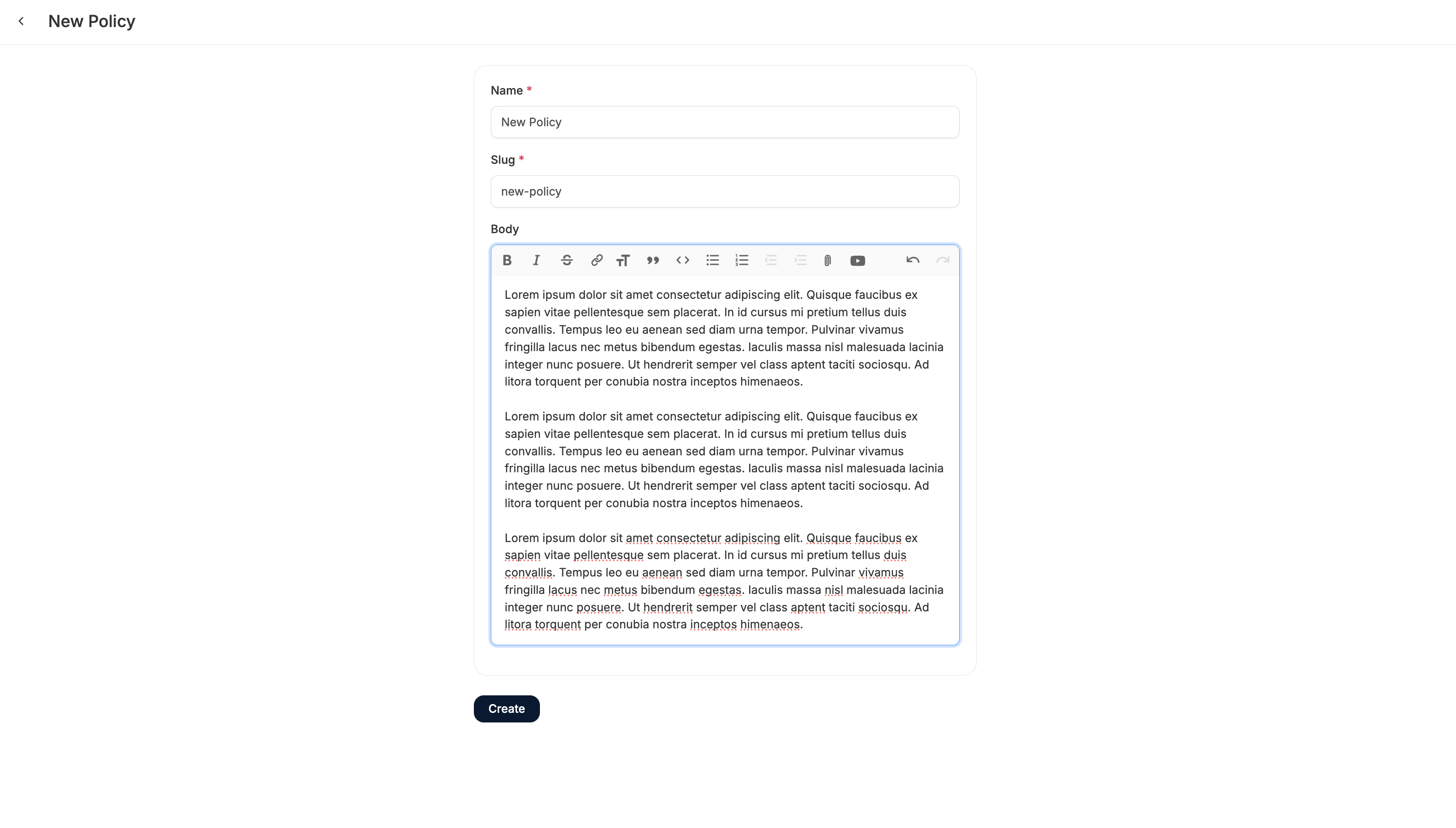 Creating a new store policy in Spree Commerce