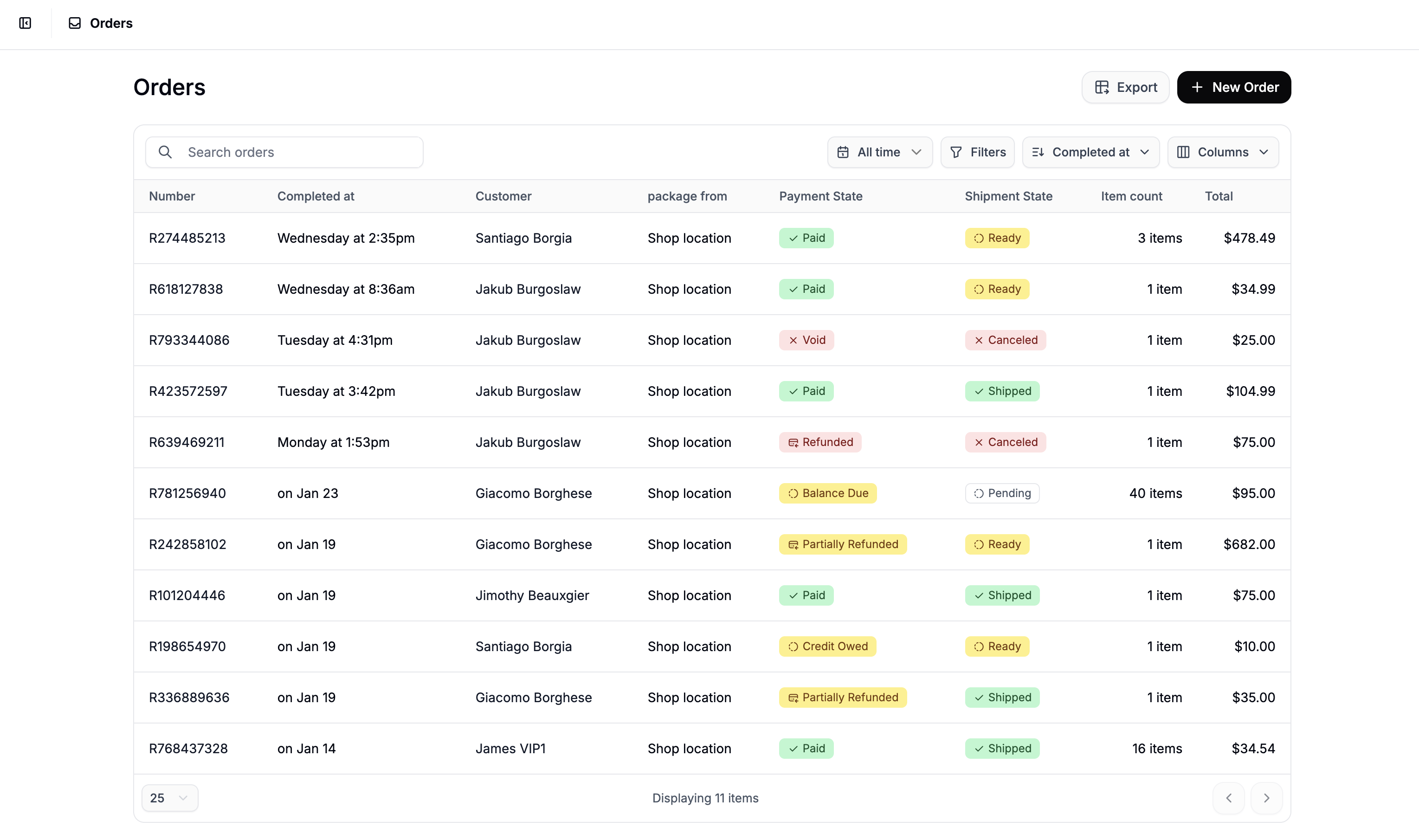 How to export orders in the Spree Commerce dashboard