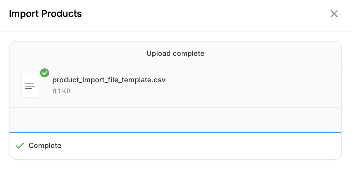 Successfully uploaded product file
