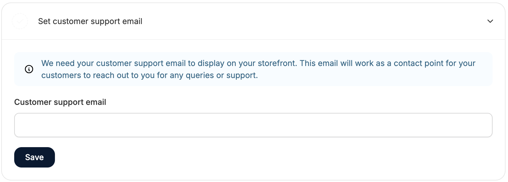 Add a customer support email onboarding step