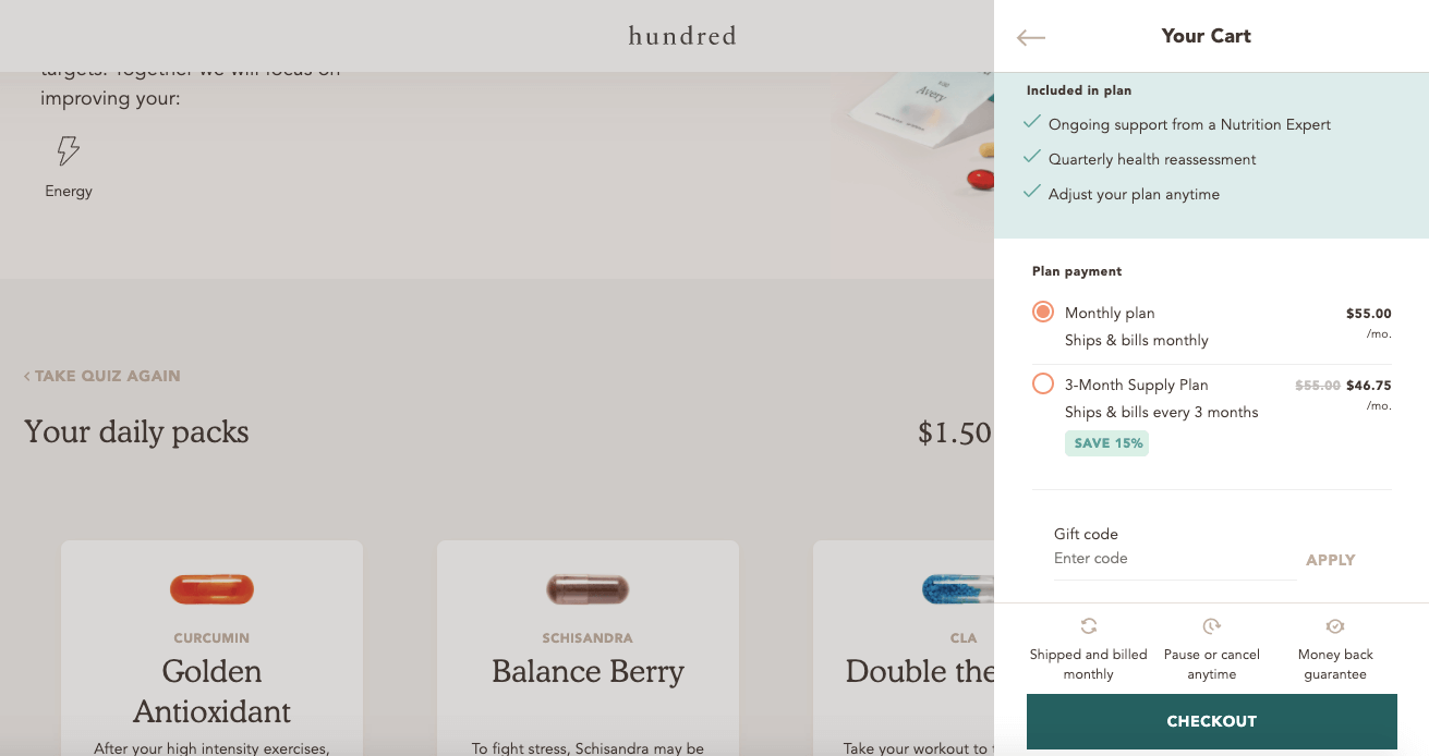 Hundred subscription service for personalized vitamin mixes
