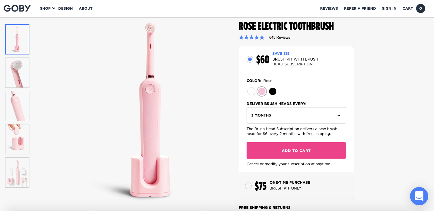 Goby oral care subscription ecommerce