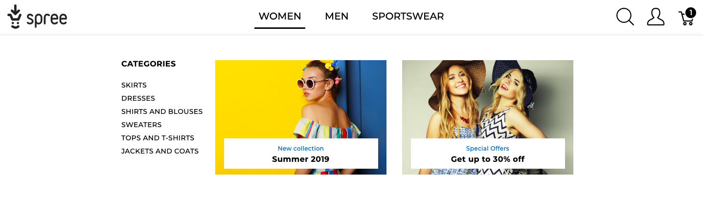 Spree UX mega menu
